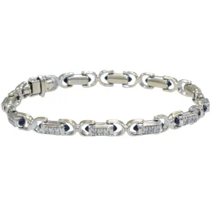 Philippe Charriol Cabochon Sapphire and Diamond Tennis Bracelet 7 inches 1.86ctw