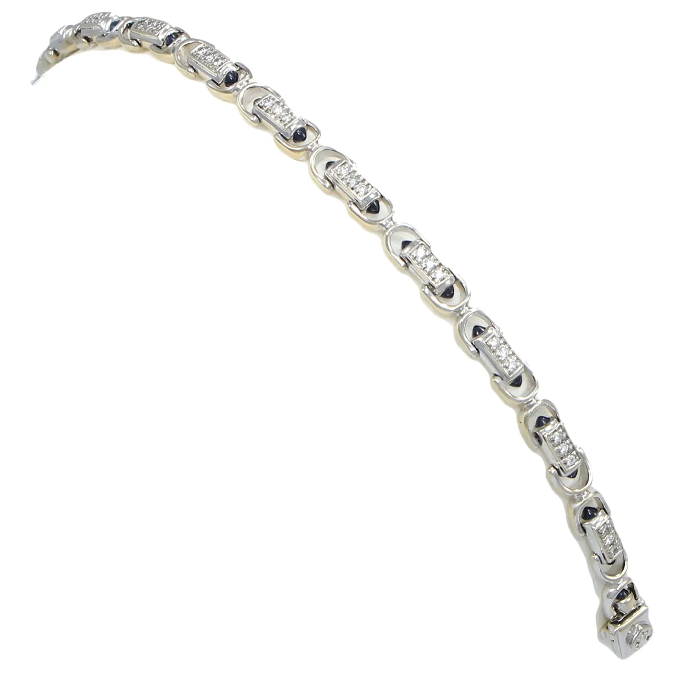 Philippe Charriol Cabochon Sapphire and Diamond Tennis Bracelet 7 inches 1.86ctw