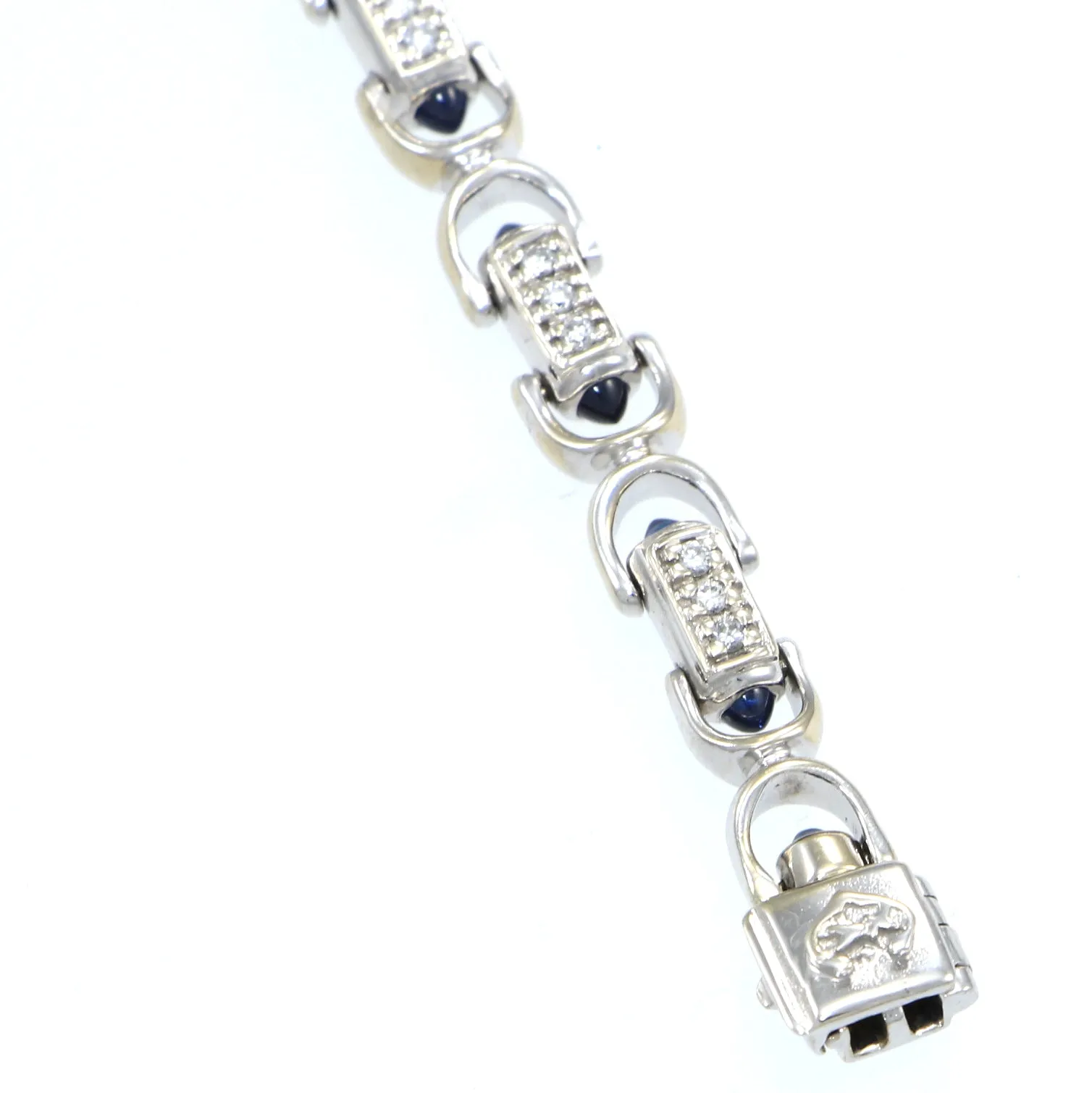 Philippe Charriol Cabochon Sapphire and Diamond Tennis Bracelet 7 inches 1.86ctw