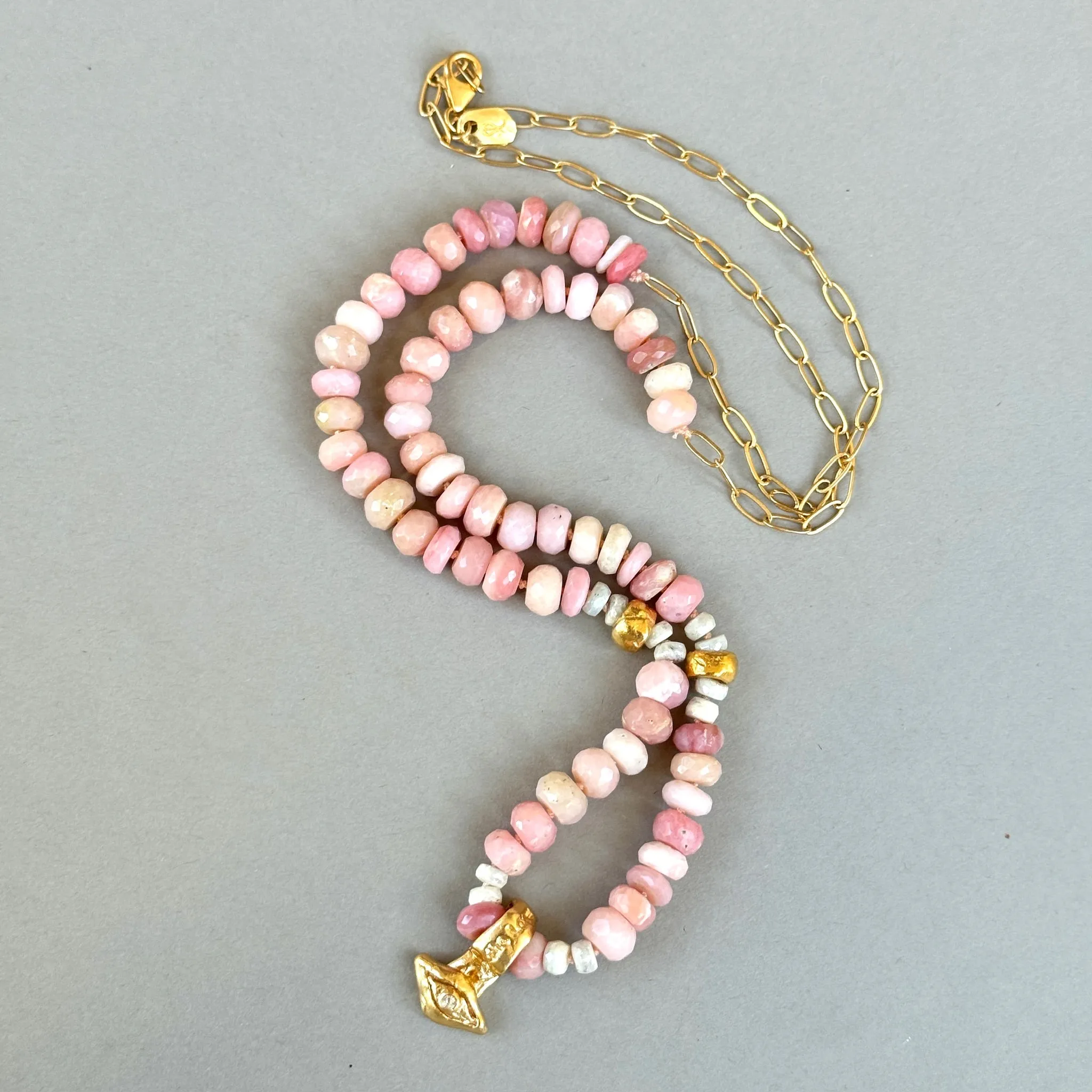 Pink Opal & Amazonite Ancient Eye Beaded  Necklace