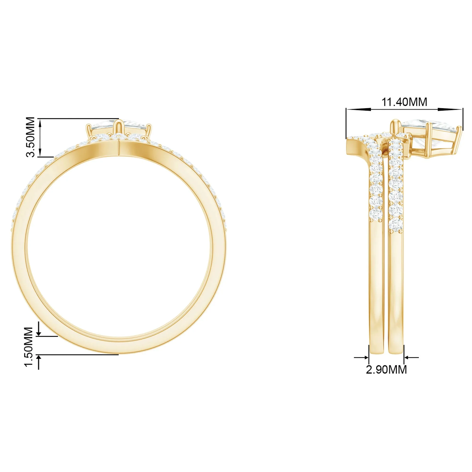 Princess Cut Certified Moissanite Flower Wedding Ring Set