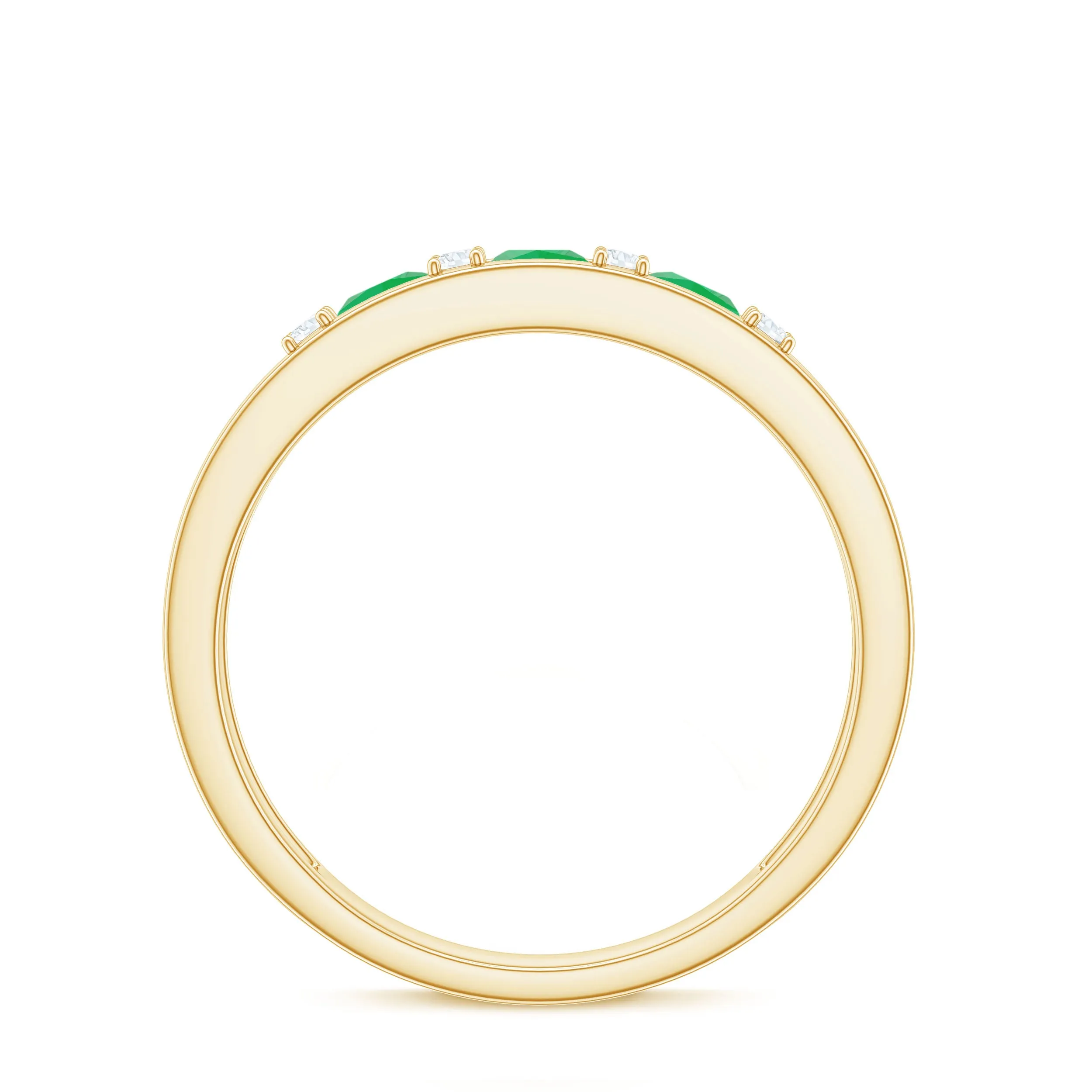 Princess Cut Emerald and Diamond Band Ring