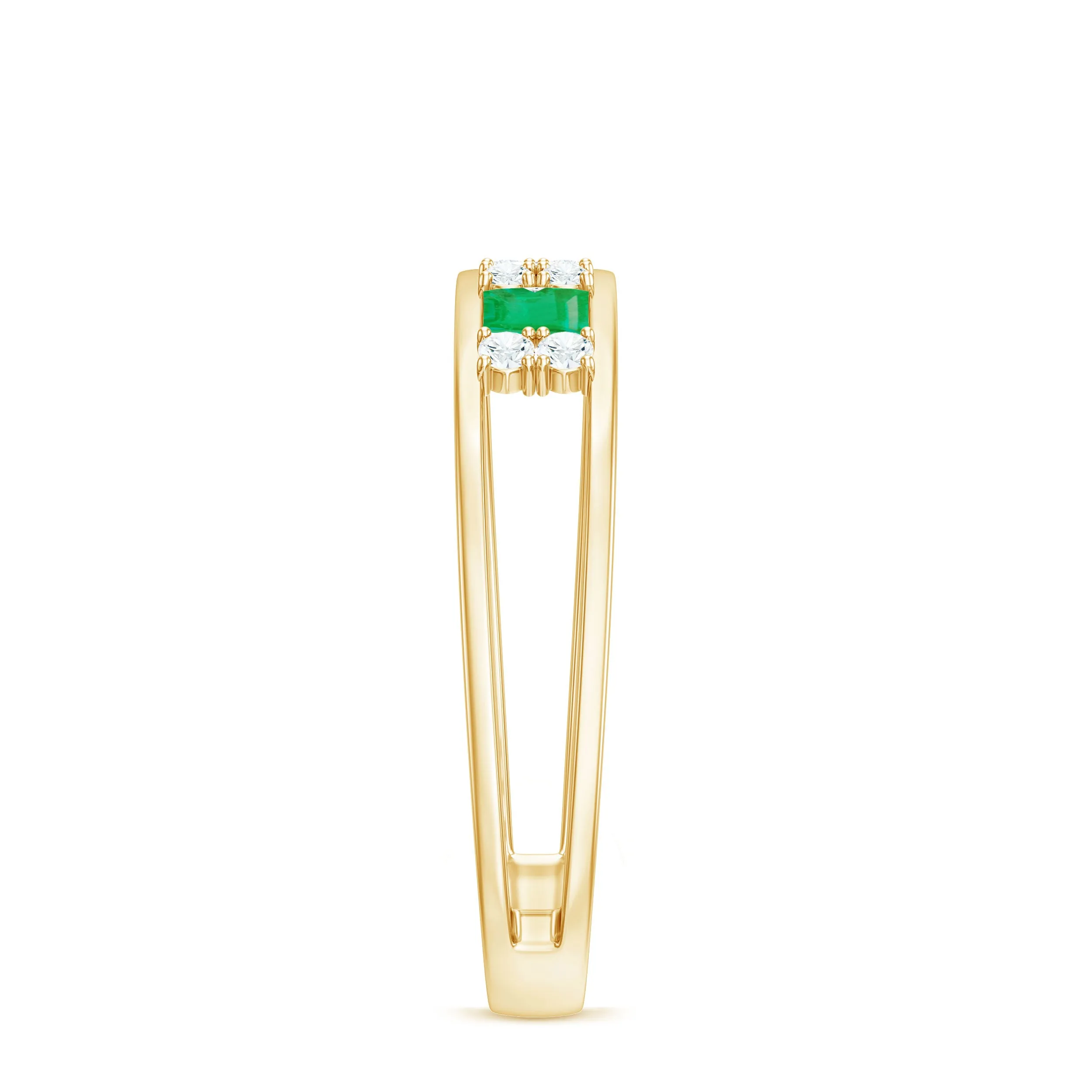 Princess Cut Emerald and Diamond Band Ring