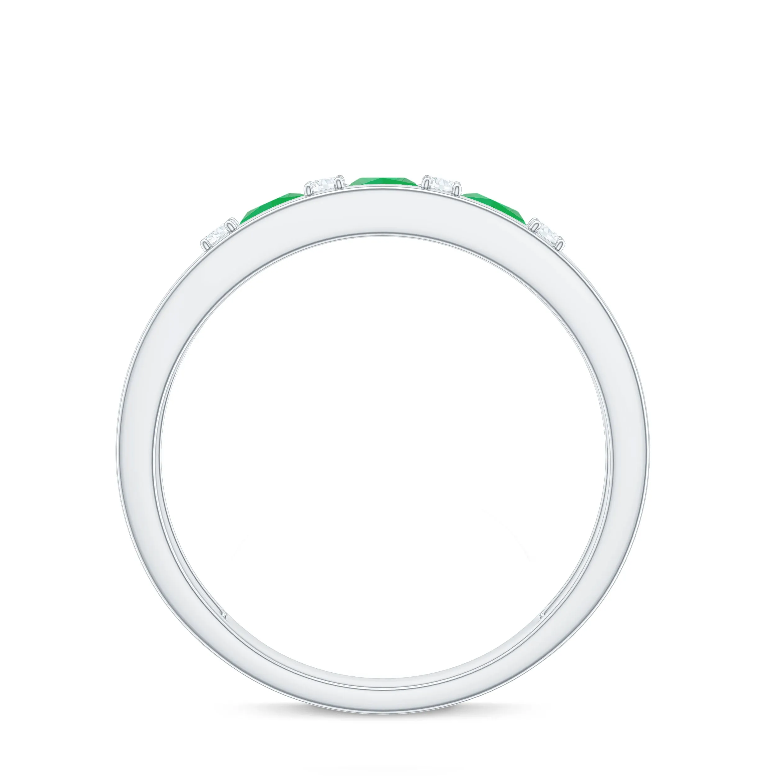 Princess Cut Emerald and Diamond Band Ring