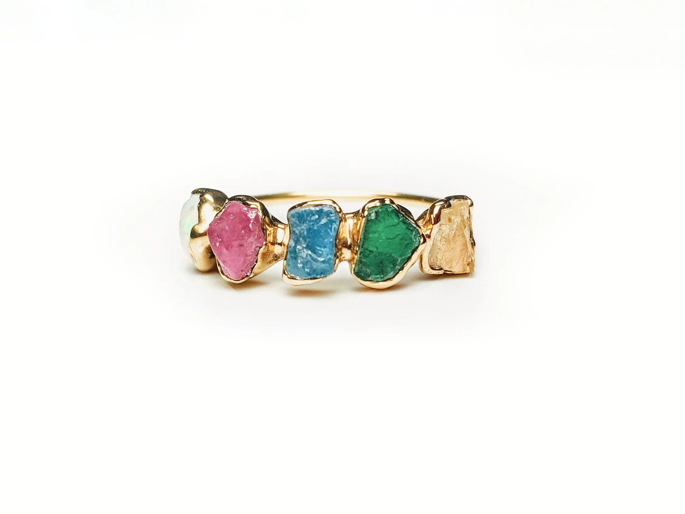 Raw gemstone Mother's ring - Family Birthstone ring