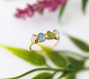 Raw gemstone Mother's ring - Family Birthstone ring