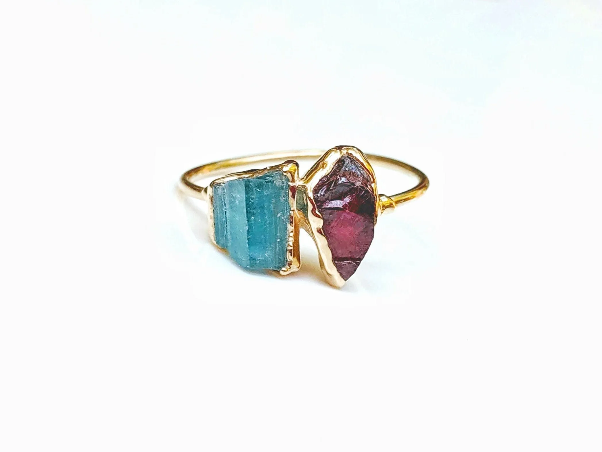 Raw gemstone Mother's ring - Family Birthstone ring