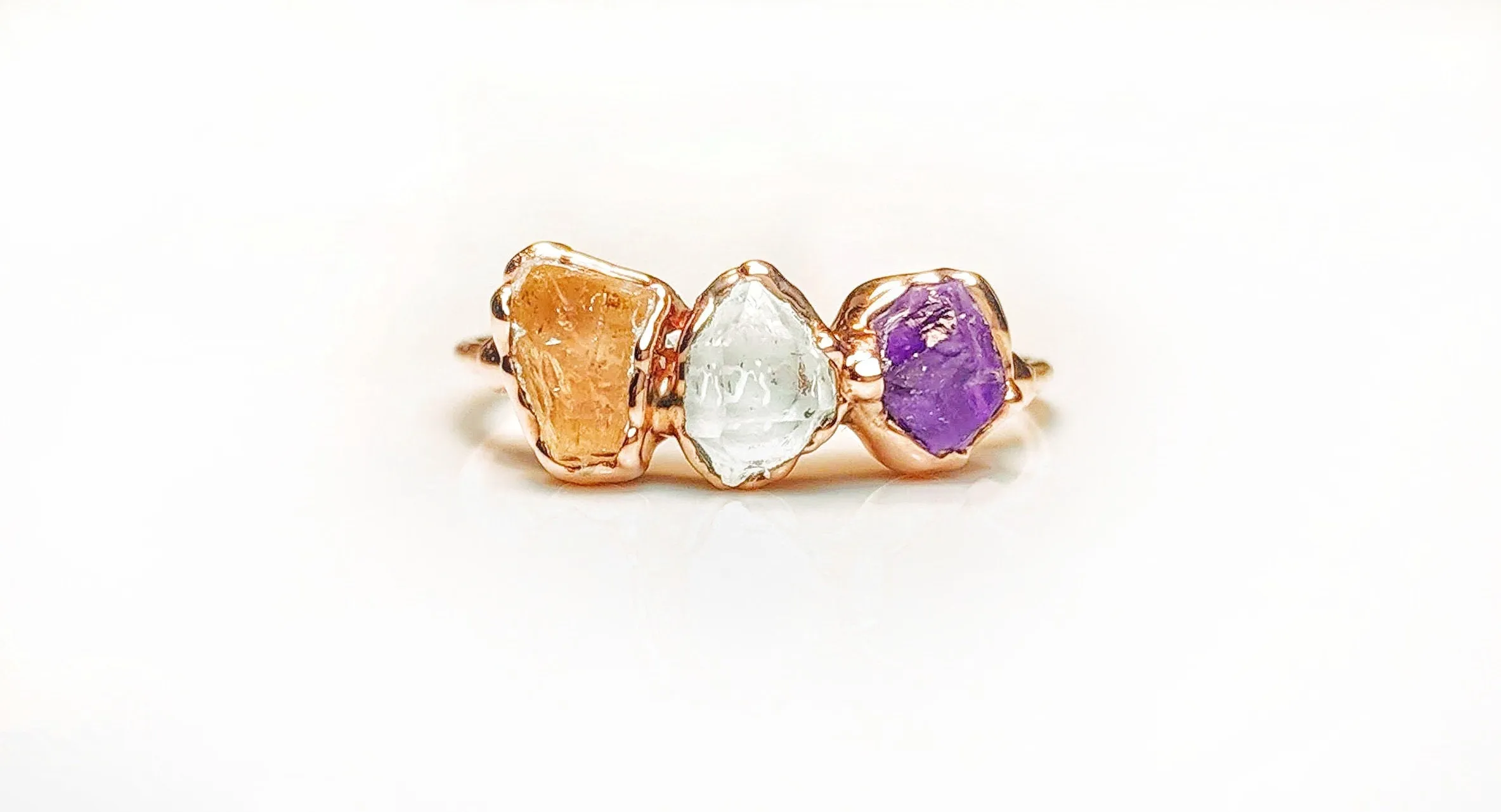 Raw gemstone Mother's ring - Family Birthstone ring