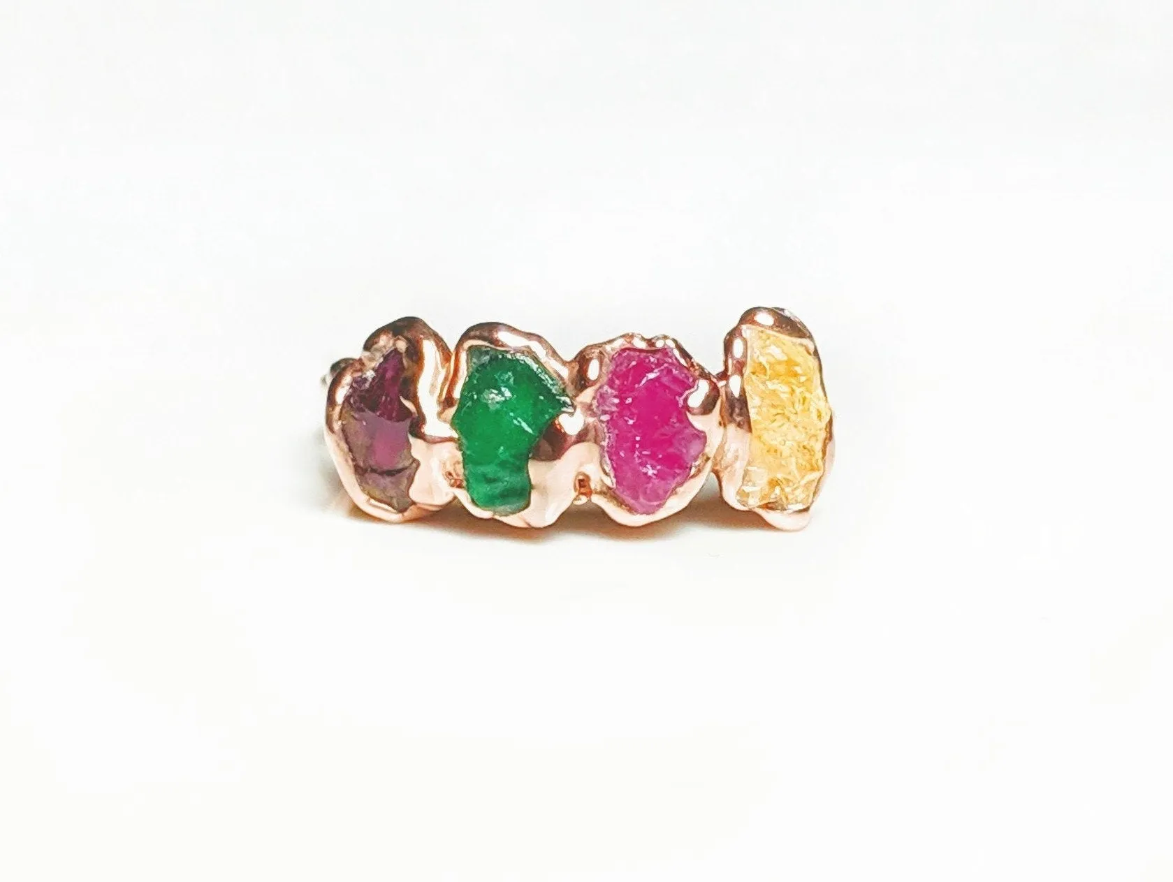 Raw gemstone Mother's ring - Family Birthstone ring