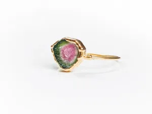 Raw Watermelon Tourmaline ring