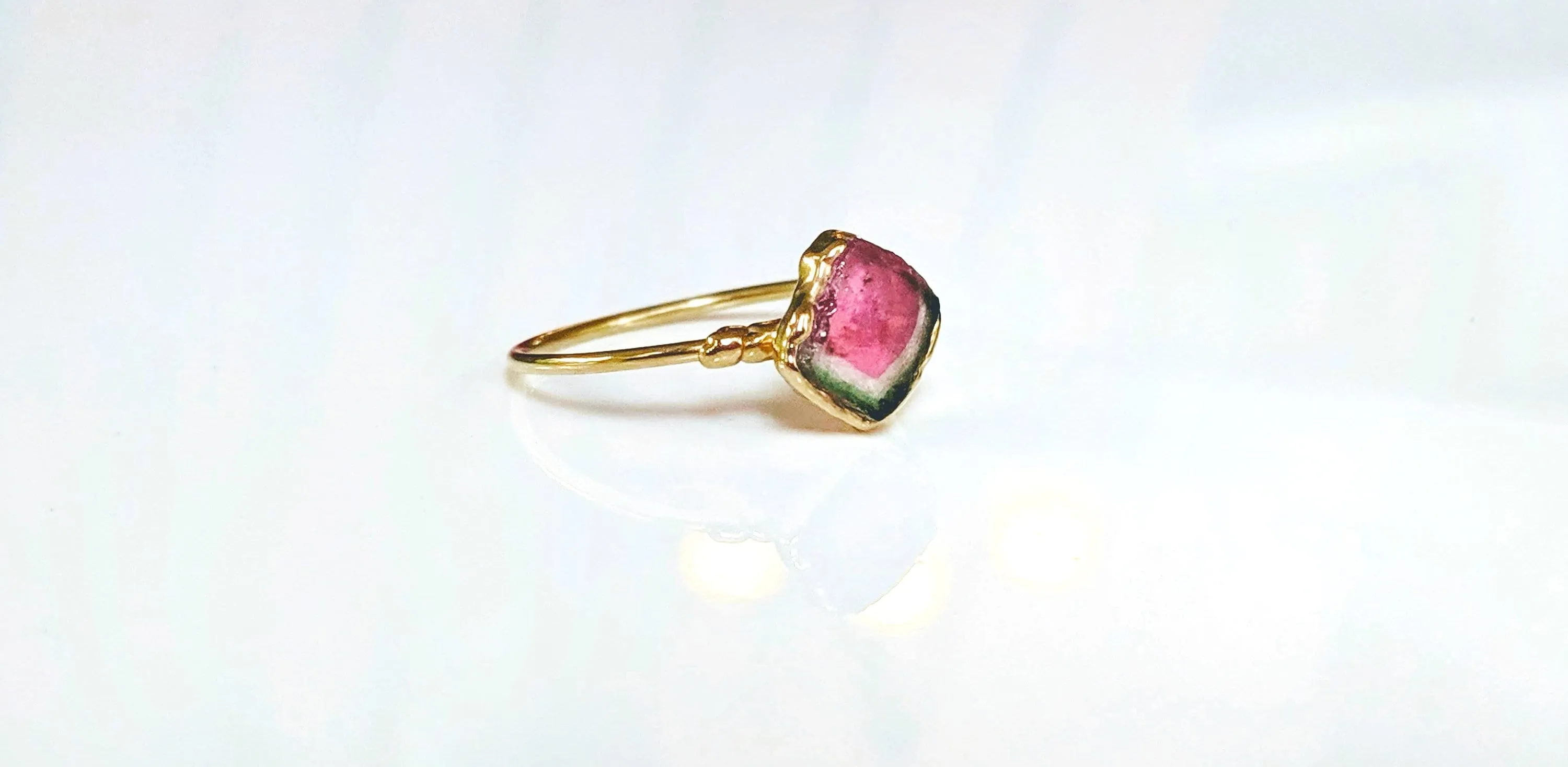 Raw Watermelon Tourmaline ring