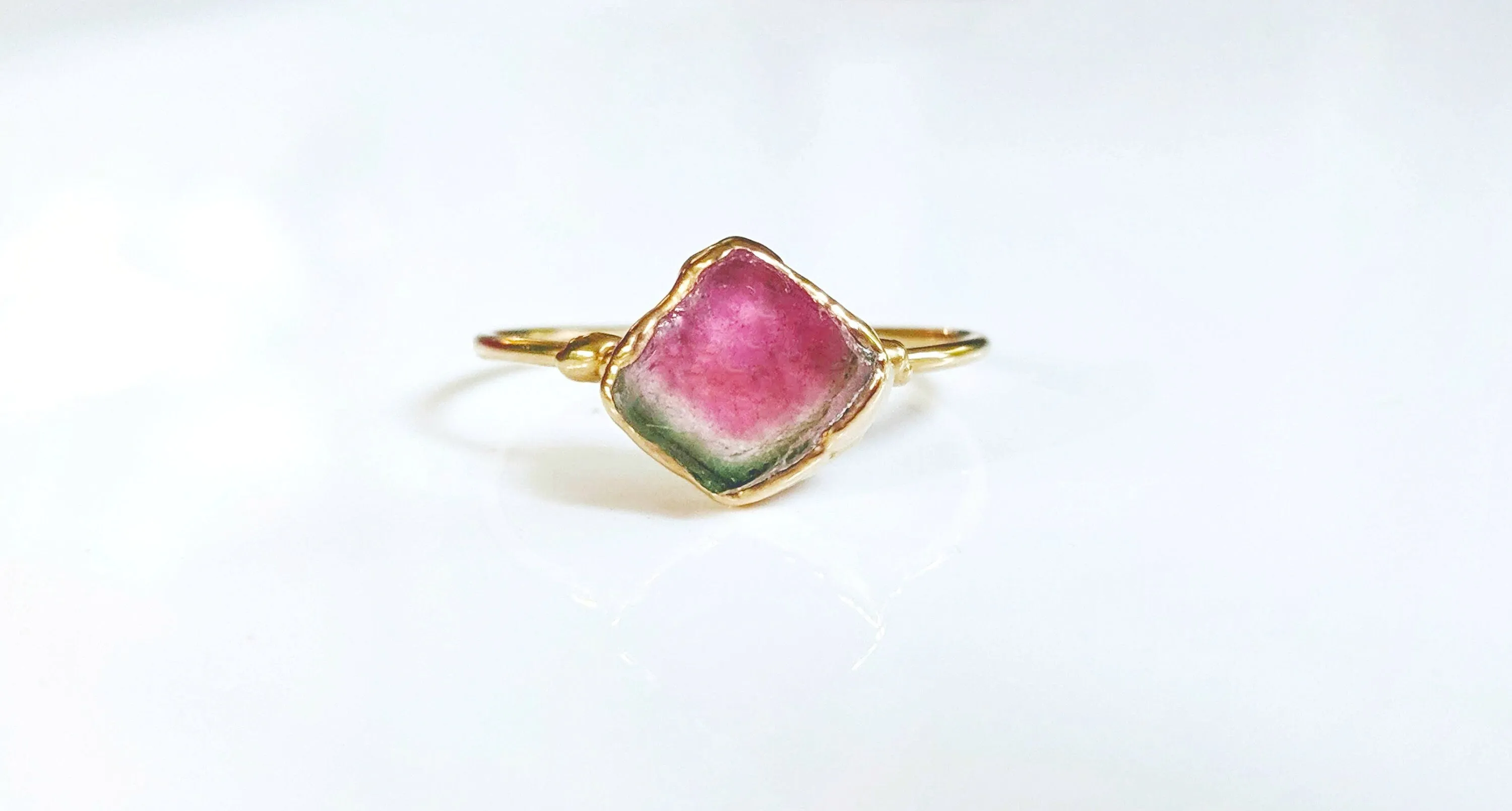 Raw Watermelon Tourmaline ring