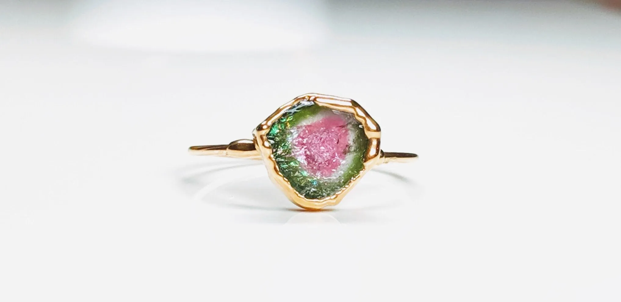 Raw Watermelon Tourmaline ring