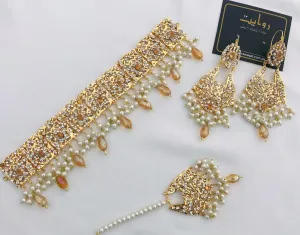 Rawayat Hyderabadi Choker Set-11 (Golden)