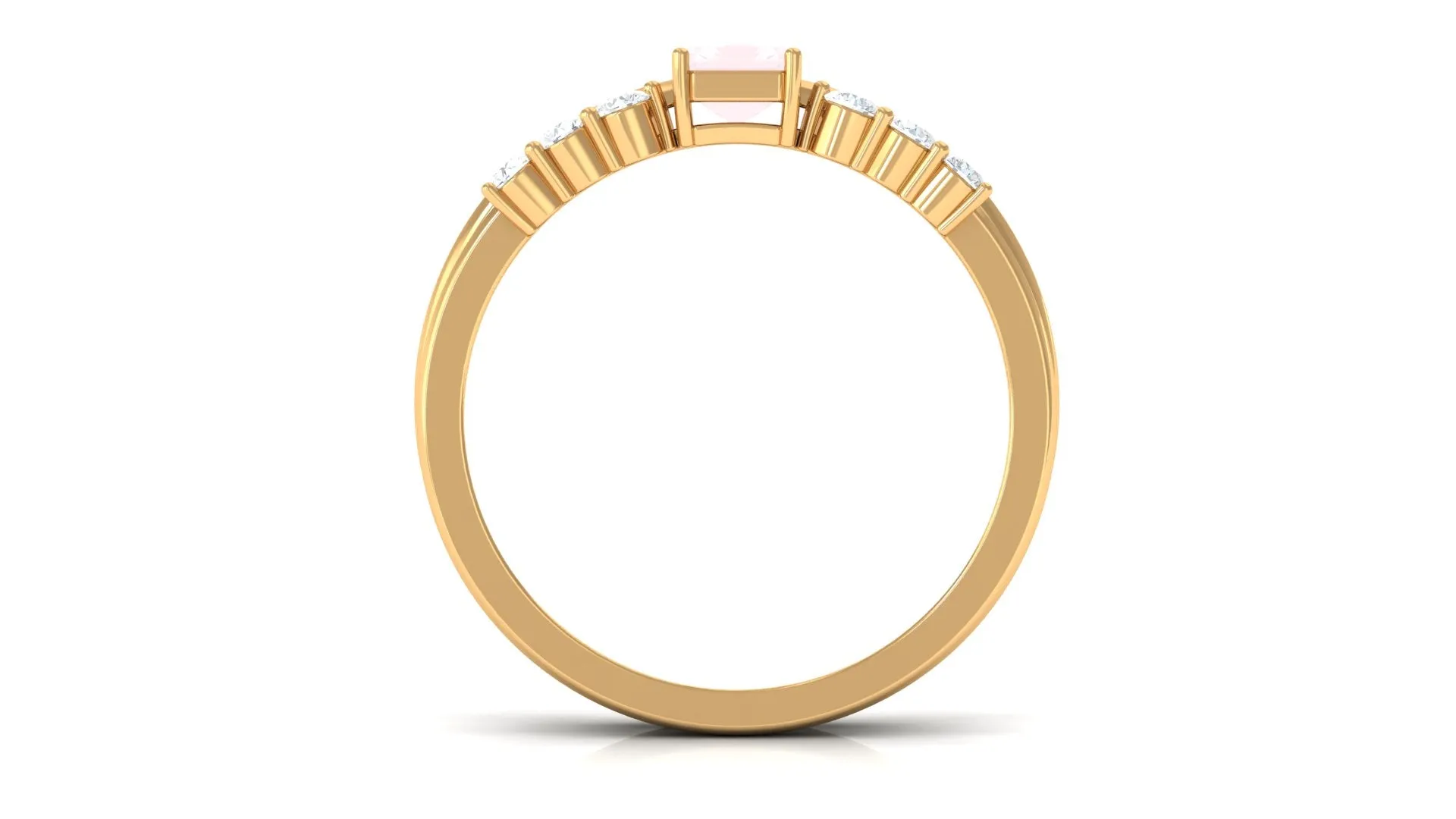 Real Rose Quartz Stackable Ring Set with Diamond