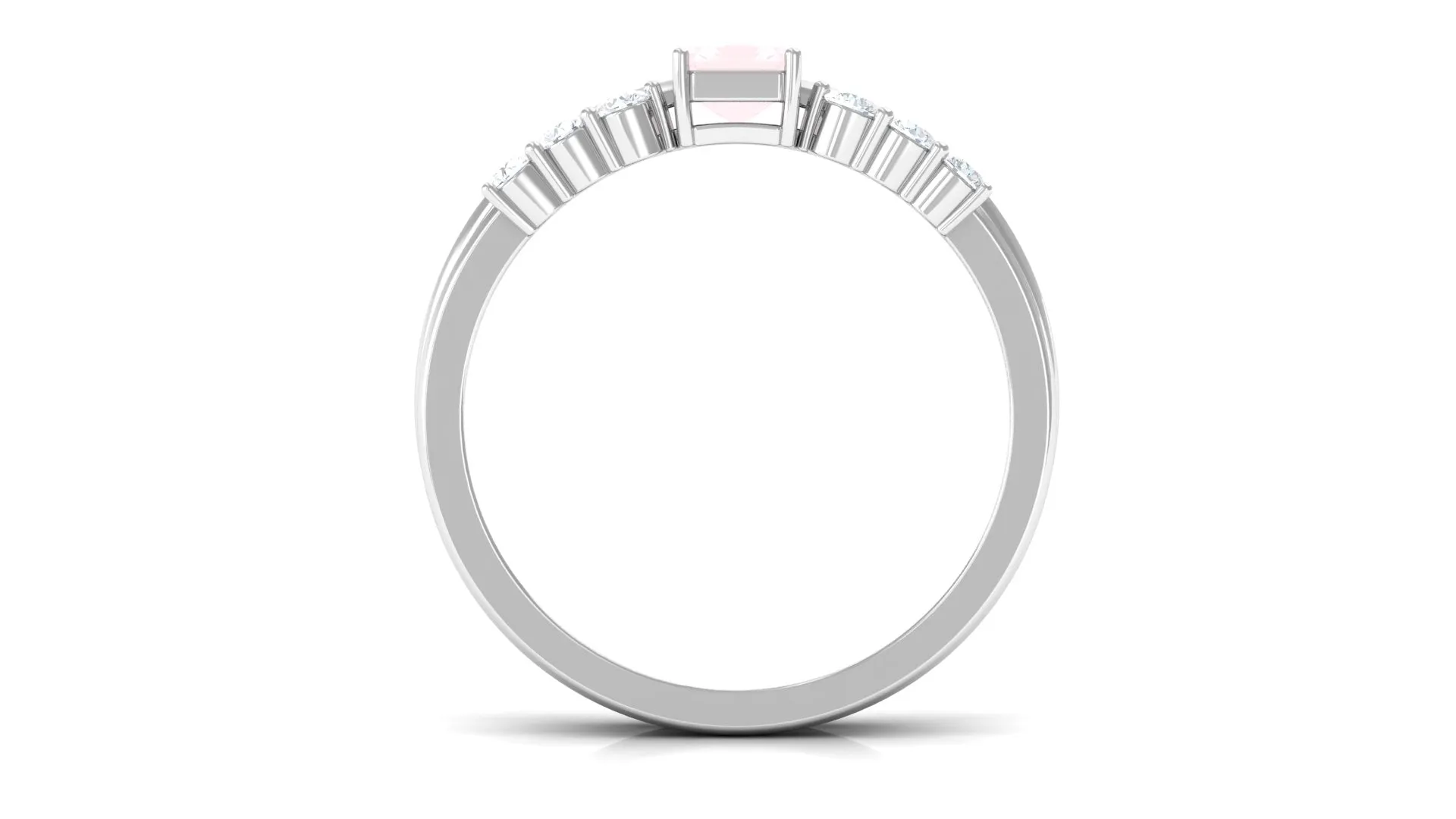 Real Rose Quartz Stackable Ring Set with Diamond