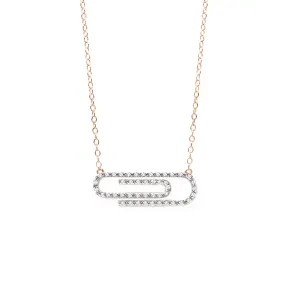 R/G Paper Clip Diamond Pendant 9ct