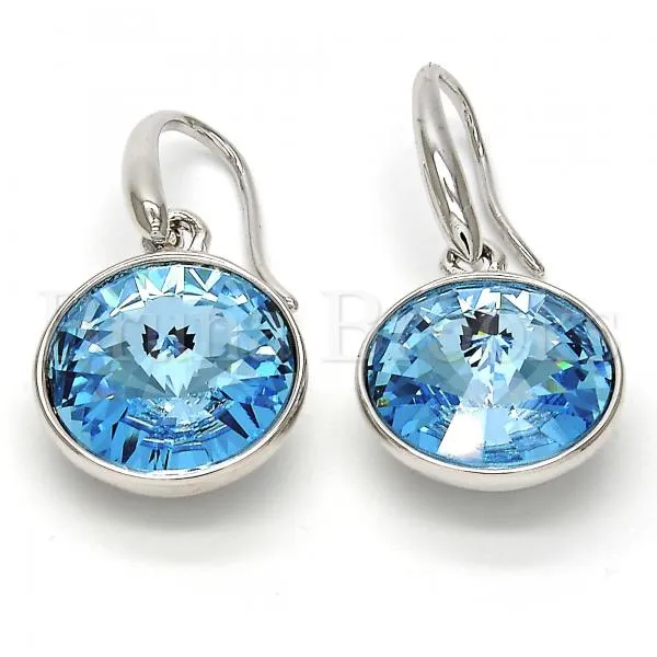 Rhodium Plated Dangle Earring, with Swarovski Crystals, Rhodium Tone