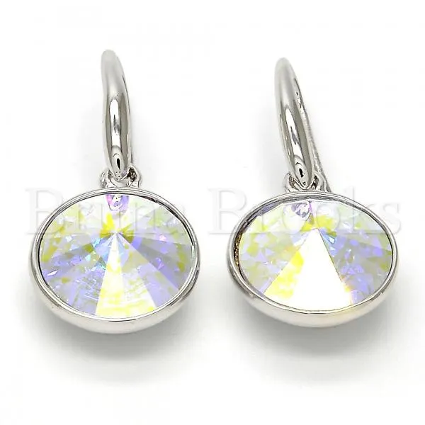 Rhodium Plated Dangle Earring, with Swarovski Crystals, Rhodium Tone