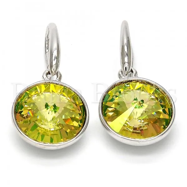 Rhodium Plated Dangle Earring, with Swarovski Crystals, Rhodium Tone