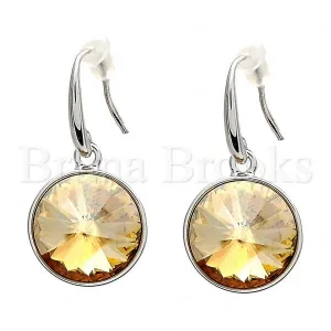 Rhodium Plated Dangle Earring, with Swarovski Crystals, Rhodium Tone