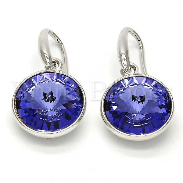 Rhodium Plated Dangle Earring, with Swarovski Crystals, Rhodium Tone