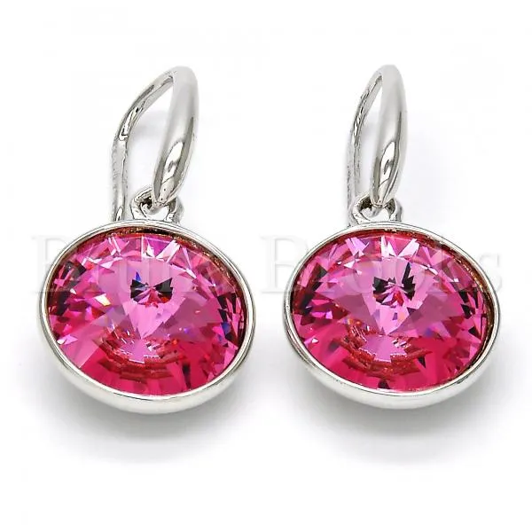 Rhodium Plated Dangle Earring, with Swarovski Crystals, Rhodium Tone