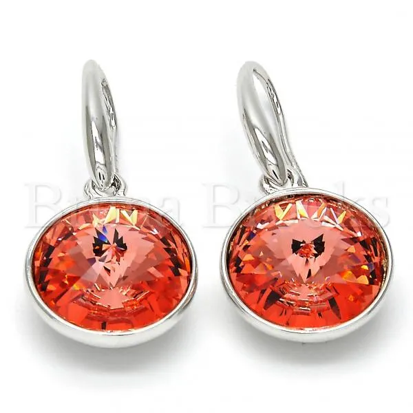 Rhodium Plated Dangle Earring, with Swarovski Crystals, Rhodium Tone
