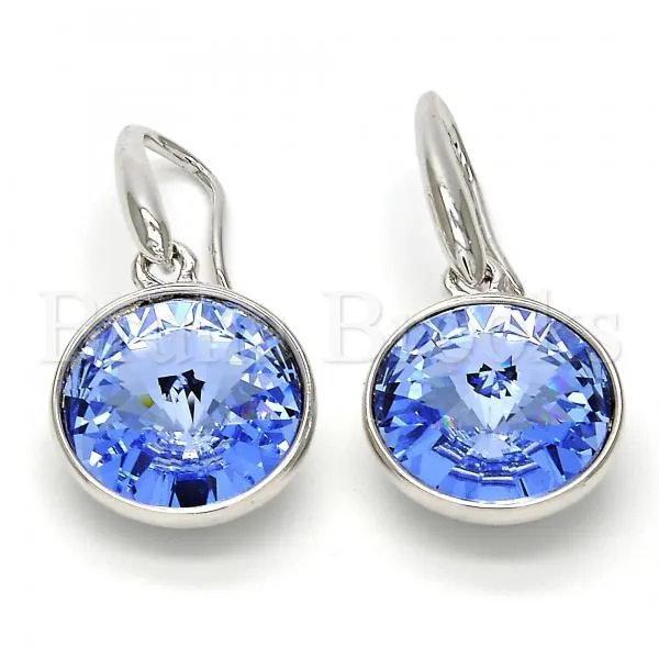 Rhodium Plated Dangle Earring, with Swarovski Crystals, Rhodium Tone