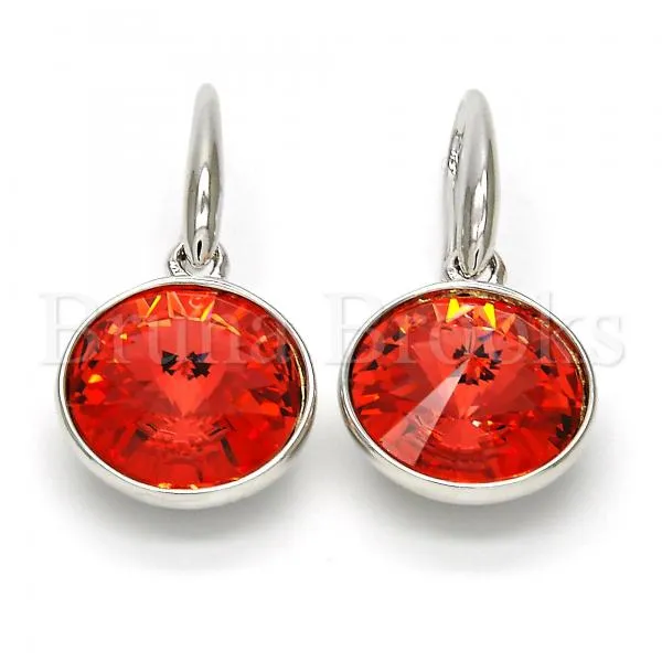 Rhodium Plated Dangle Earring, with Swarovski Crystals, Rhodium Tone