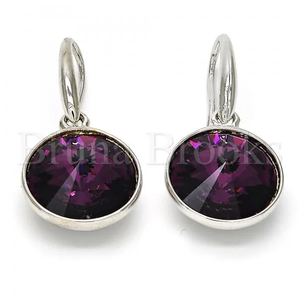 Rhodium Plated Dangle Earring, with Swarovski Crystals, Rhodium Tone