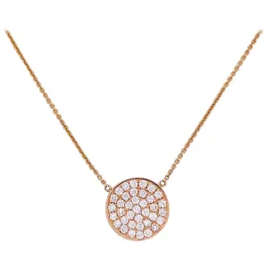 Rose Pave Diamond Disk Necklace