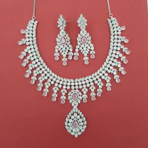 Round Neck Zircon/AD Necklace Set 8572-08