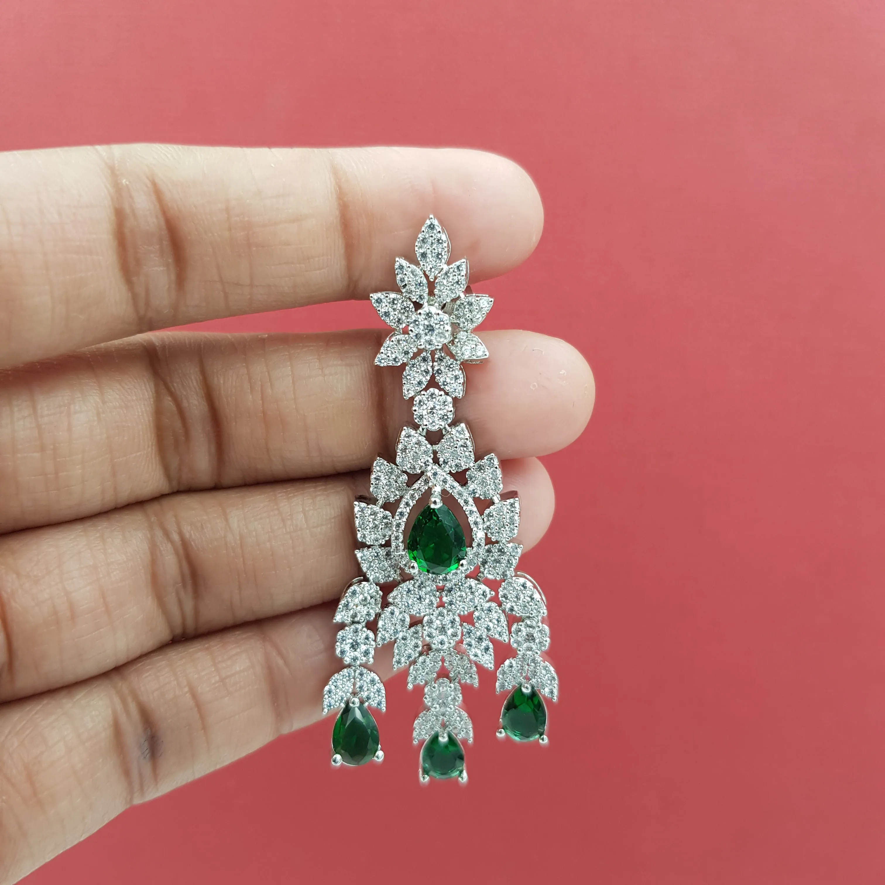 Round Neck Zircon/AD Necklace Set 8572-08