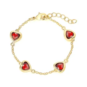 Ruby Red and Gold Heart Bracelet