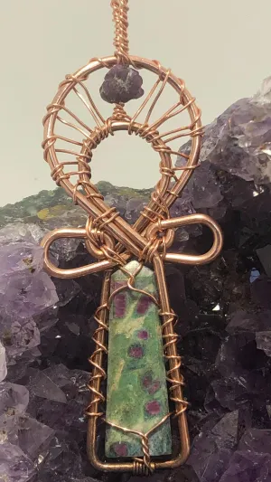 Ruby Zoisite and Ruby Wearable Ankh