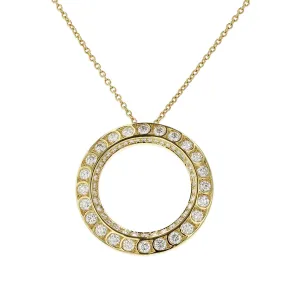 Scallop Pave Diamond Circle Pendant Necklace