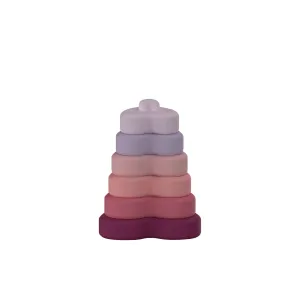 *Silicone Heart Stacking Toy, Ruby Pinks