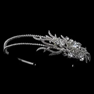 Silver Crystal Side Accented Bridal Double Side Accented Headband