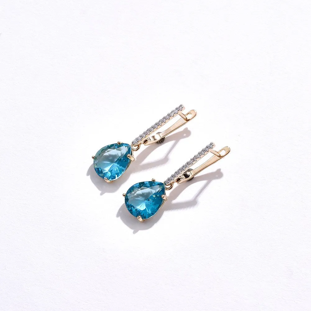 SKMEI KZCE298 Blue Crystal Teardrop Earrings Studs for Women