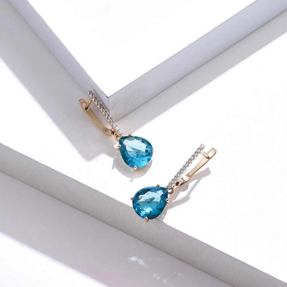 SKMEI KZCE298 Blue Crystal Teardrop Earrings Studs for Women