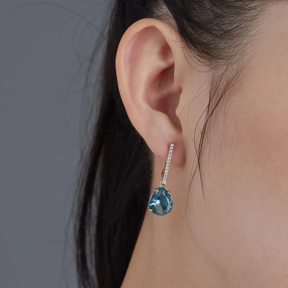 SKMEI KZCE298 Blue Crystal Teardrop Earrings Studs for Women