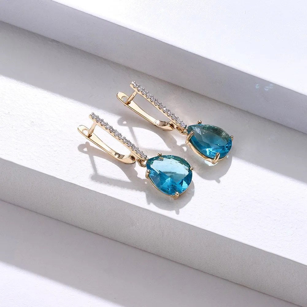 SKMEI KZCE298 Blue Crystal Teardrop Earrings Studs for Women