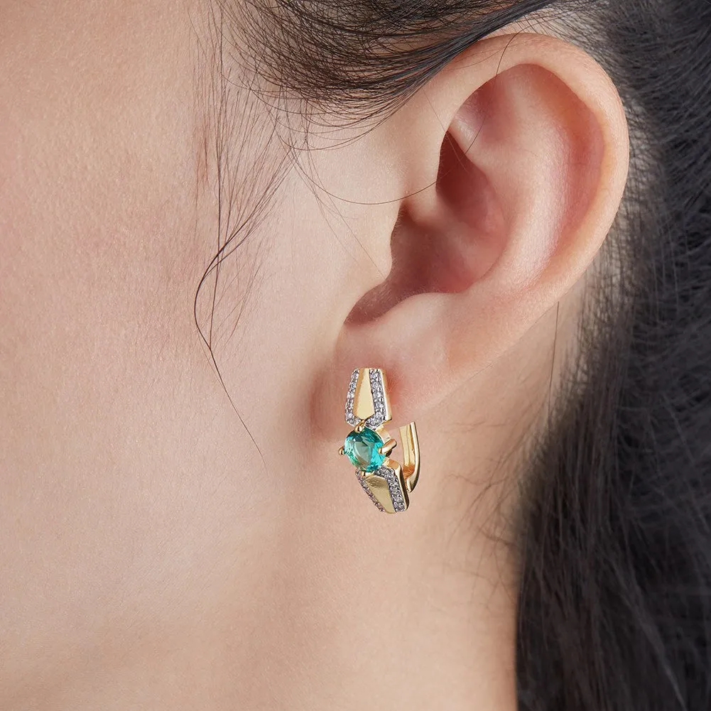 SKMEI KZCE306 Green Crystal Earrings for Girls Inlaid w/ Round Zirconia