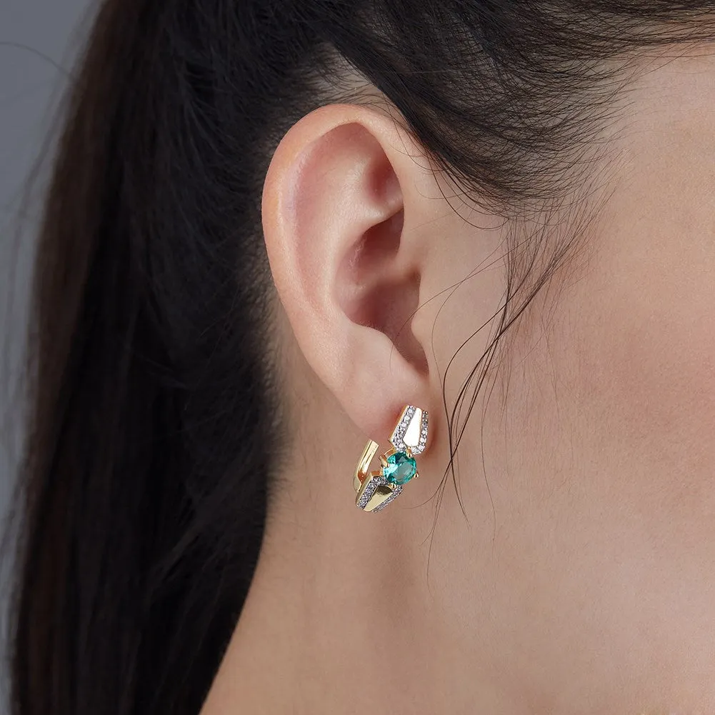 SKMEI KZCE306 Green Crystal Earrings for Girls Inlaid w/ Round Zirconia