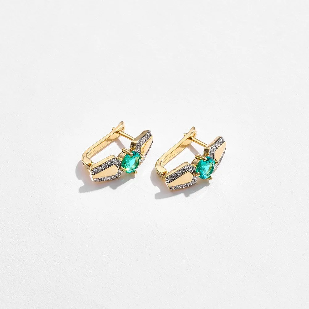 SKMEI KZCE306 Green Crystal Earrings for Girls Inlaid w/ Round Zirconia