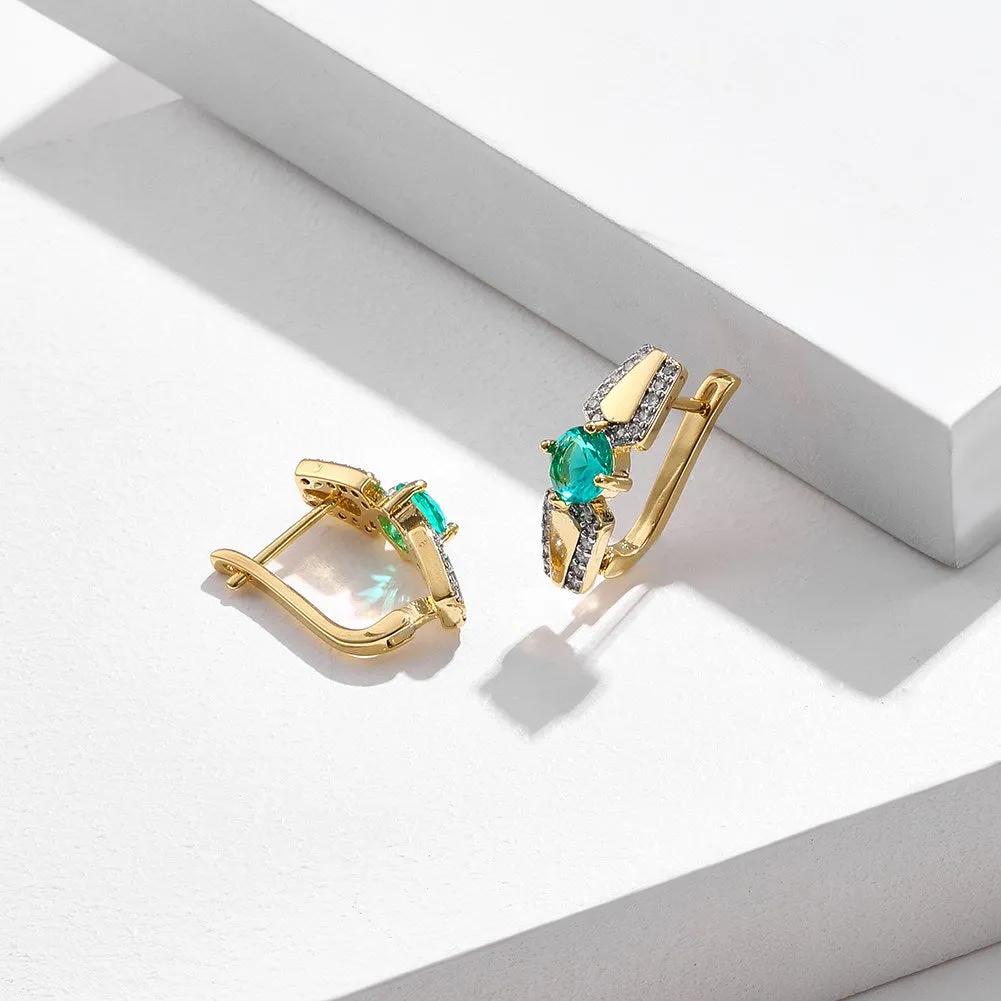 SKMEI KZCE306 Green Crystal Earrings for Girls Inlaid w/ Round Zirconia