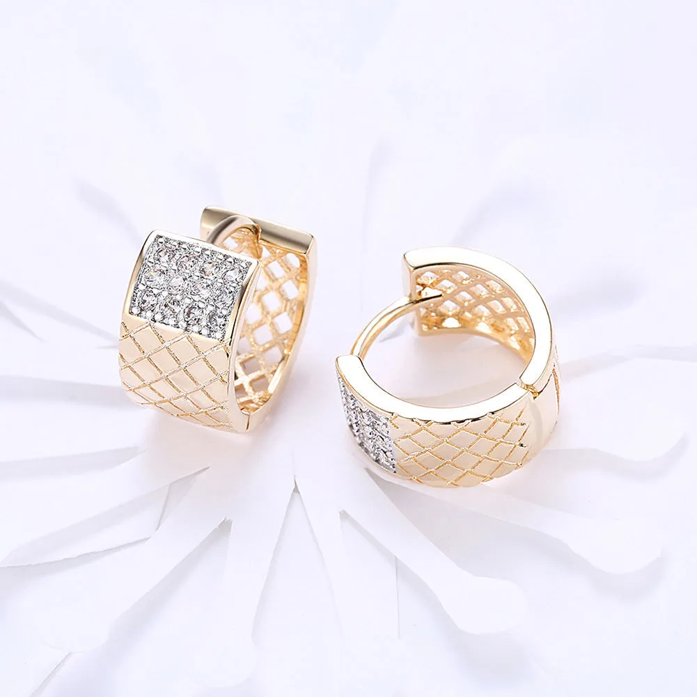SKMEI LKN037 Round Earrings Hoops w/ Square Hollow Pattern