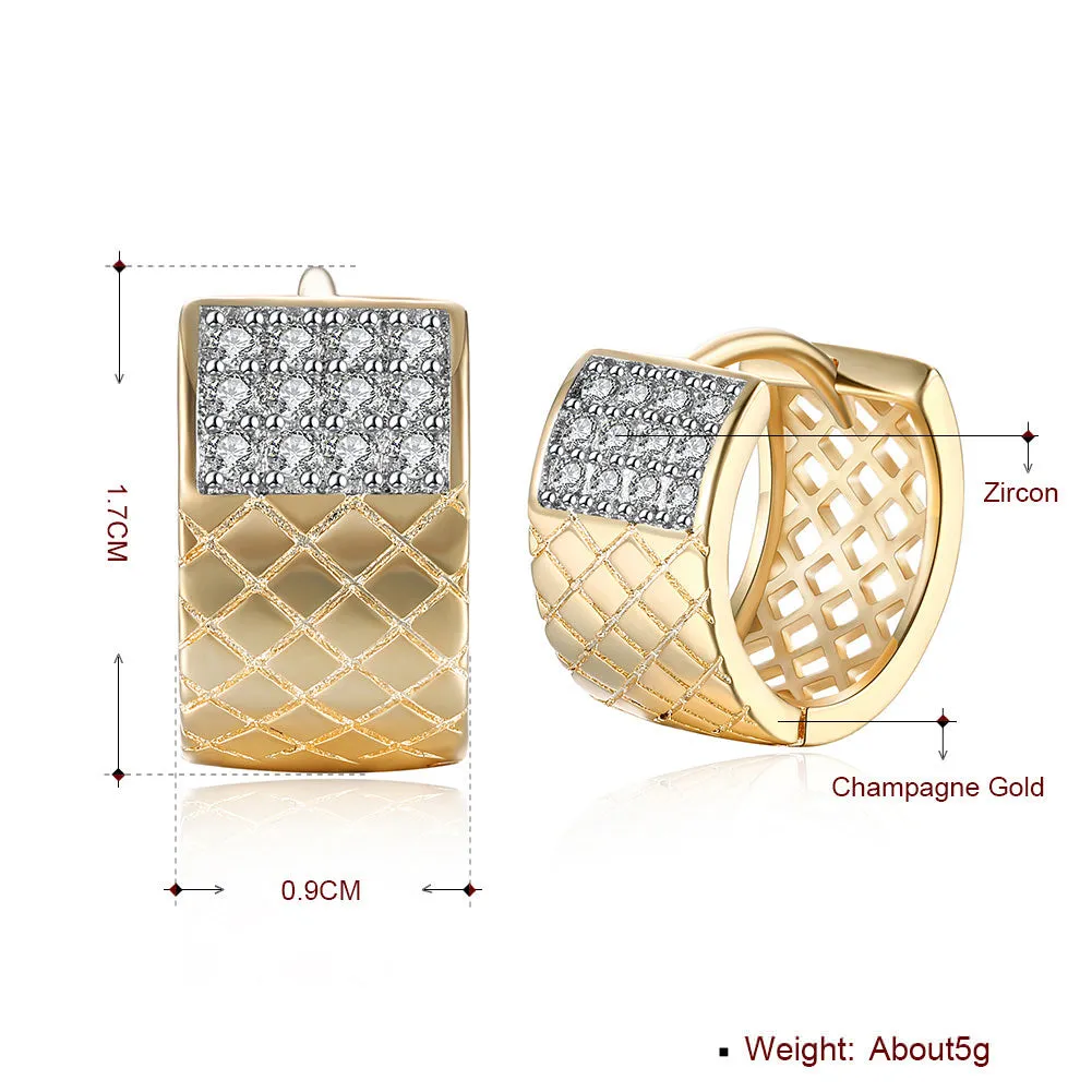 SKMEI LKN037 Round Earrings Hoops w/ Square Hollow Pattern
