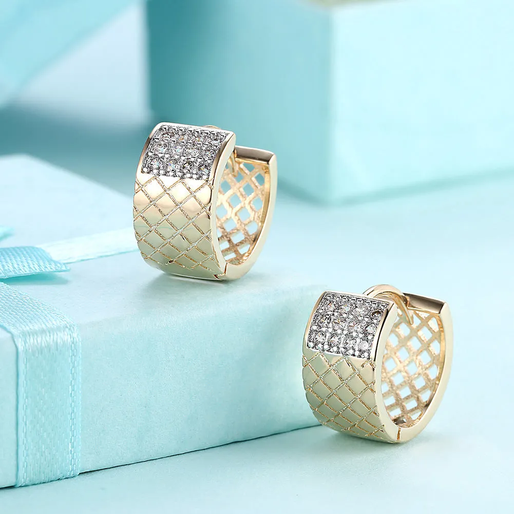 SKMEI LKN037 Round Earrings Hoops w/ Square Hollow Pattern